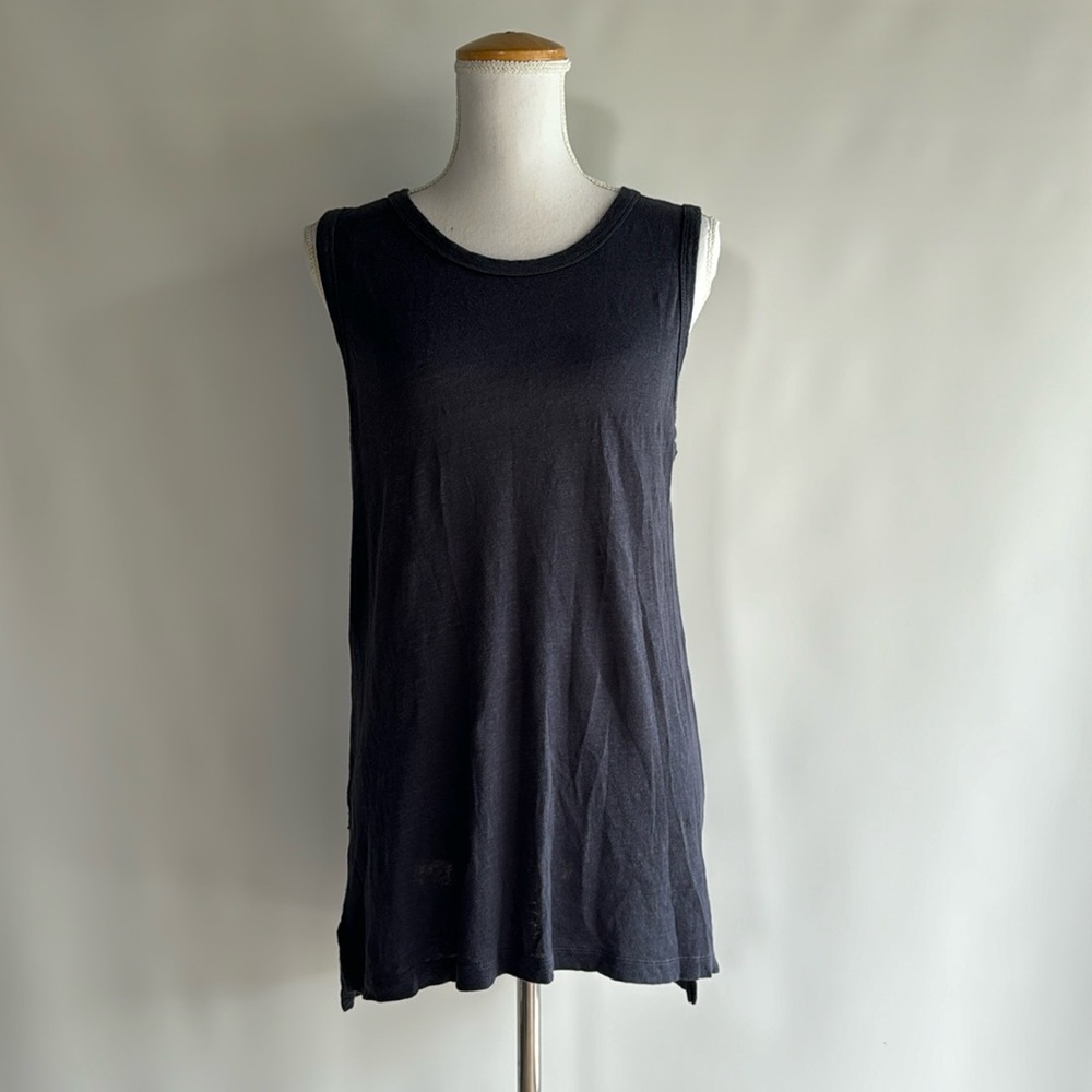 Bobi Linen Blend Navy Tank Top - sz M